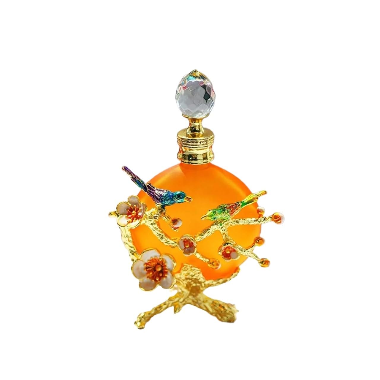 Botellas de perfume cristal lujo vacías vintage pájaro flor decorativa botella recargable (amarillo, 40 ml) Para Baños Y Tocadores