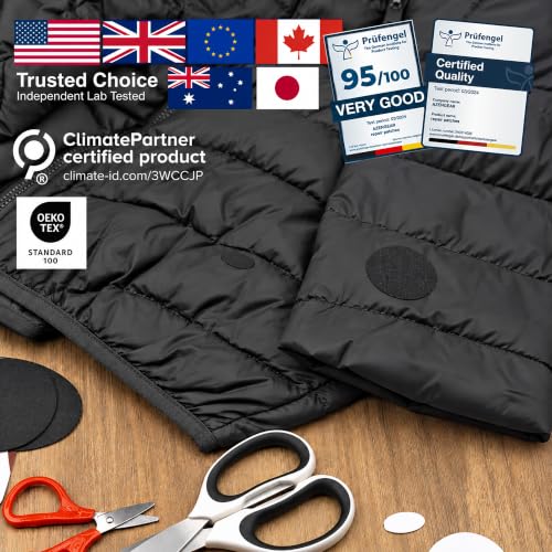 Miniatura 4 de Azengear Parches De Reparación 30 Colores Para Chaquetas De Pluma, Tiendas, Zapatos Y Tapicería, Autoadhesivos, Impermeables Y Resistentes A Desgarros 11 Piezas, Negro