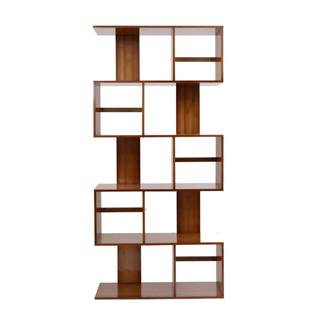 Buy bookshelf Staggered Bookcase Bamboo Industrial Style Display Rack