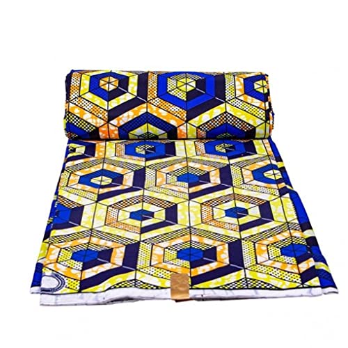 Tissu africain 6 yards motif géométrique impression cire polyester couture patchwork artisanat - 3