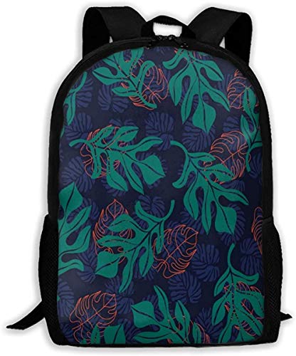 Textura De Hojas Papel Tapiz Tallado Mochila Informal Mochila para Viajes Al...