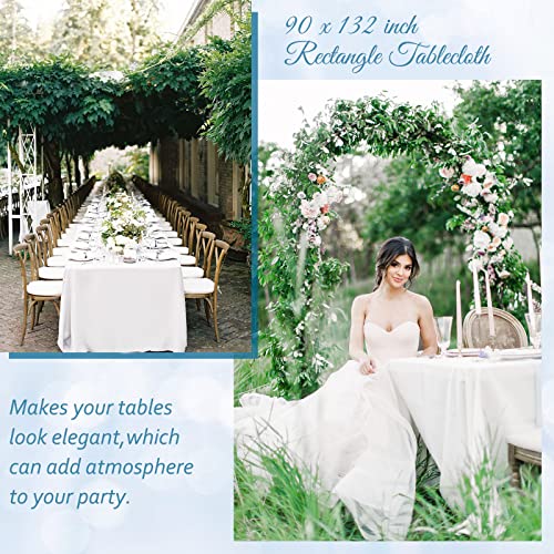 6 Packs Tablecloth 90 x 132 Inch, White Polyester Table Cloth for 6ft Rectangle Tables, Stain and Wrinkle Resistant Washable Fabric Table Cover for Wedding Banquets Parties Buffet Dining Table by fani - Image 5