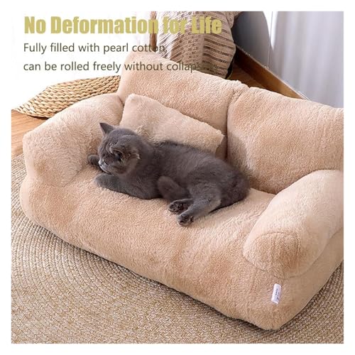 Canapé-lit doux lavable pour chat et chien en polaire pelucheuse taille L avec fond antidérapant - 5