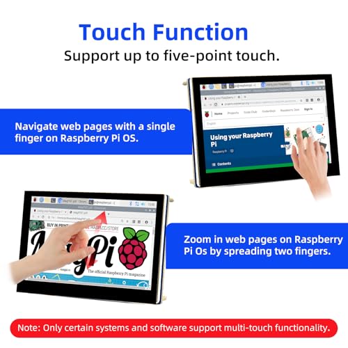 Image of 4.3 Inch Touchscreen Monitor for Raspberry Pi 5 /4 /3 /B+ /A+, 800x480 Pixel IPS Display Touch Capacitive Screen, Driver-Free DSI Port