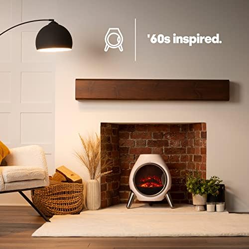 LIVIVO Retro Styled 1.8Kw Electric LED Log Fire Effect Fire with Freestanding Modern Design and Independent Heat and Light Controls (White)