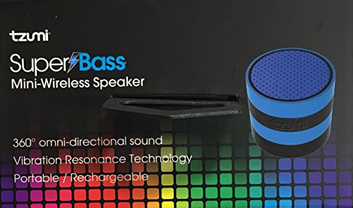 Tzumi Super Bass Mini Wireless Speaker - Blue/Black #TOP4