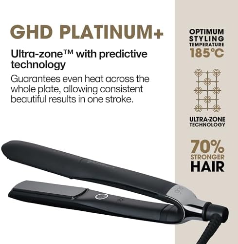 ghd Platinum+ Styler β 1" Flat Iron Hair Straightener, Professional Ceramic Hair Styling Tool for Stronger Hair, More Shine, & More Color Protection - Black - 4