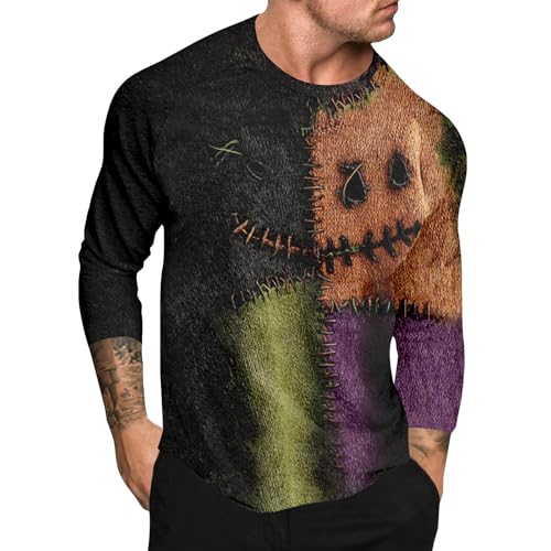 Mens Long Sleeve Shirts Casual Gradient Color Loose Pullover Graphic Tee Shirts Fall Fashion Athletic Sweatshirts