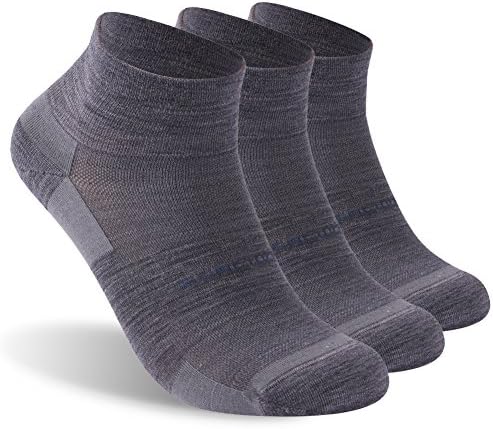 Ankle Athletic Socks ZEALWOOD Unisex Merino Wool Socks No Show Running Socks Womens Mens Hiking Socks Women Men Moisture Wicking Summer Low Cut Wool Socks Ultra-Light Tennis Golf Socks 3 Pairs Grey L