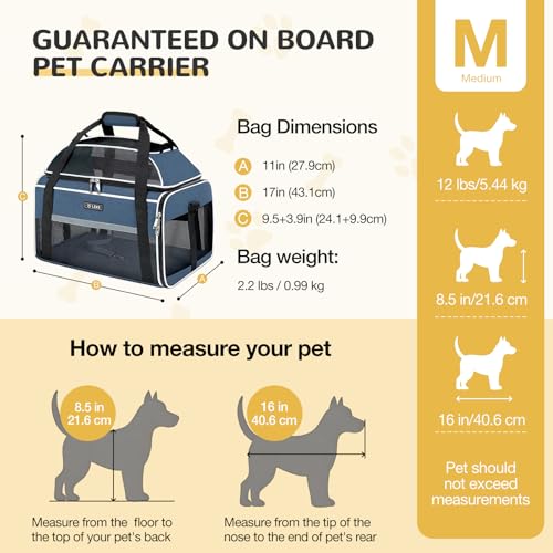 Image of Lekereise Top-Expandable Pet Carrier 17x11x9.5 Inch Alaska Hawaiian Airline Approved Soft Sided Underseat to 12lbs Travel Carriers for Small Dogs and Cats with Locking Safety Zippers Anti-Scratch Mesh