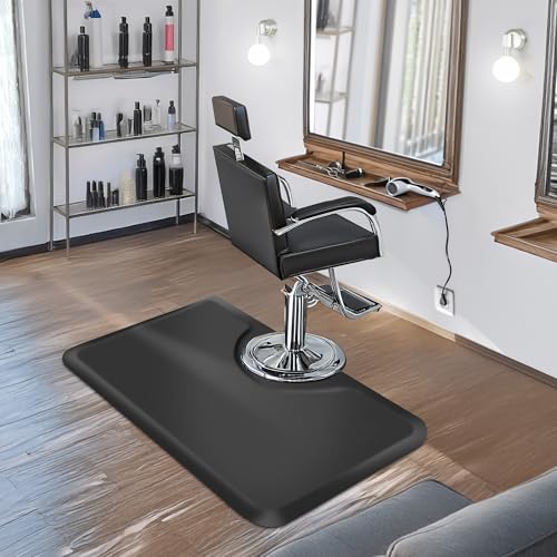 Image of Saloniture 3 ft. x 5 ft. Salon & Barber Shop Chair Anti-Fatigue Floor Mat - Black Rectangle - 1 /2 in. Thick