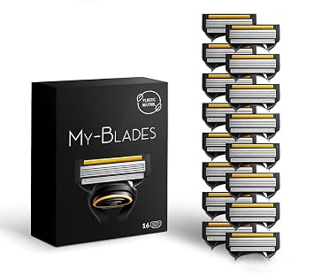 My-Blades Razor Blade Refills Compatible with Gillette Fusion5, 16 Count - 5-Blade Mens Razor Refills, Low-Plastic Eco-Friendly Replacement Razor Blades for Men