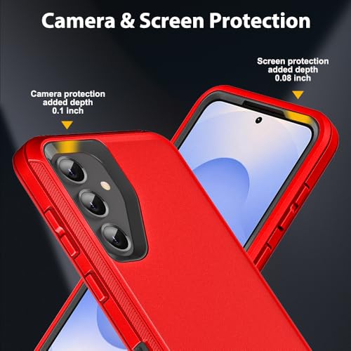 TFDSEUGH for Samsung Galaxy S25 Case with 2Pcs Tempered Glass Screen Protector and Camera Lens Protector, 3 in 1 Heavy Duty Shockproof/Drop Proof/Dust Proof Case (Red/Black) by TFDSEUGH - Used condition - Image 3
