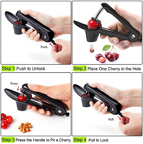 Cherry Pitter Tool,Cherries Pitter Olive Seed Remover Tool Cherry Stoner Pitter Cherry Corer Tool With Space-Saving Lock Design For Make Fresh Cherries Dishes And Cocktail Cherries #TOP3