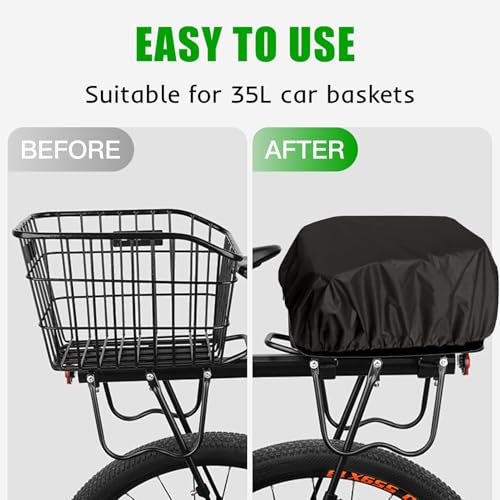 Regenhülle für Regenüberzug Rahrradkorb Fahrradtasche Gepäckträger 35L Wasserdichte Schwarz, Robuste Schutzhülle in Schwarz, Ideal für den Schutz Ihrer Fahrradtasche vor Regen, Schlamm und Staub