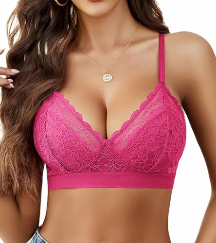 Image of Avidlove Bralettes for Women Lace Racerback Bras Wireless Unlined Bralette Comfy Bra Sexy Lingerie Tops