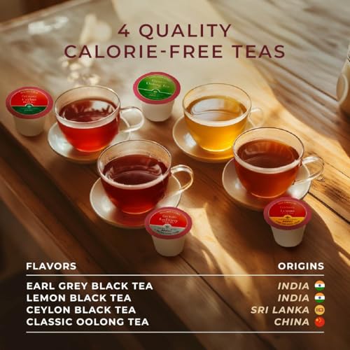 Image of Mid-day Refresh Tea Pod Gift Set (16 Count)-4 Flavors Assorted Variety Pack | Ceylon, Lemon, Oolong, Earl Grey - Caffeinated Tea Sampler, Get Well Gifts for Energy, Enjoy Hot or Iced, Non-GMO