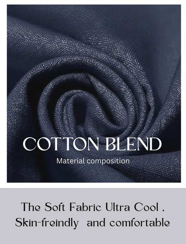 Image of DEEMOON Men's Cotton Blend Solid Regular Fit Full Sleeve Short Kurta | Men's Trendy Short Kurta