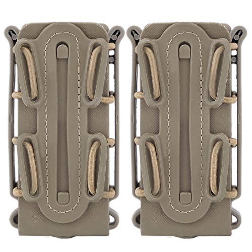 GODNECE Mag Pouch 9mm, Fast Mag 9mm 2 Pièces TPR Flexible Porte Chargeur Molle Tactique pour 9mm Luger/45 ACP Mag (Boue) Cover