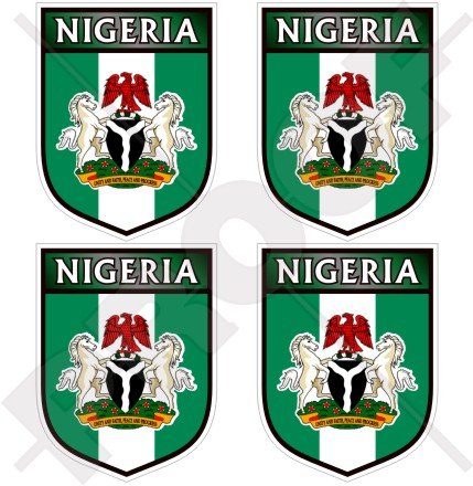 Nigeria Nigérian Afrique Écusson du Commonwealth, 50mm Vinyle Autocollants x4 Stickers