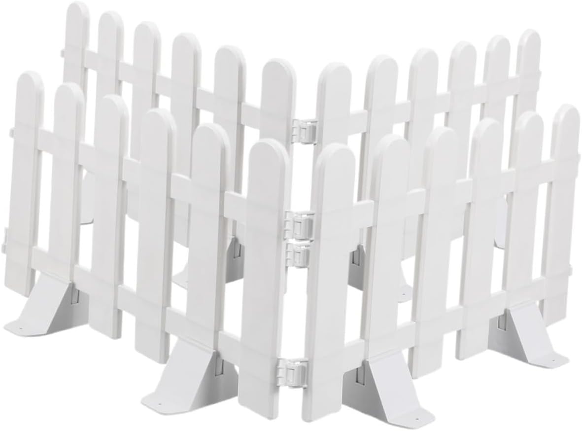 4 Pcs Decorative Fence Panels White Picket Fence for Garden Balcony Pathway Edging