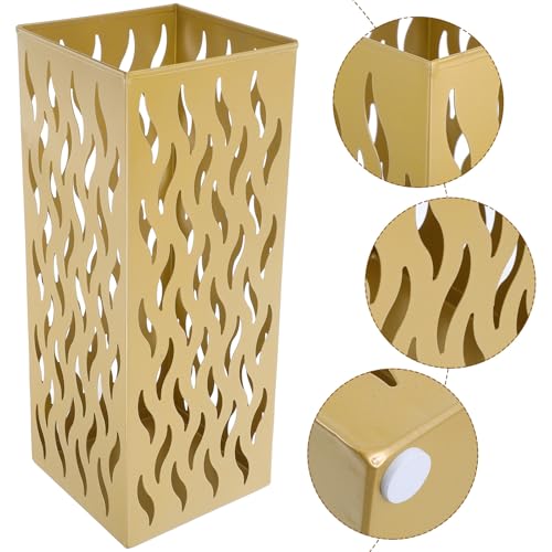Amosfun Paragüero de Metal Moderno Cuadrado Diseño Perforado y Base Antideslizante, Soporte para Sombrillas y Bastones, Adecuado para Entrada y Vestíbulo del Hogar - imagen 9