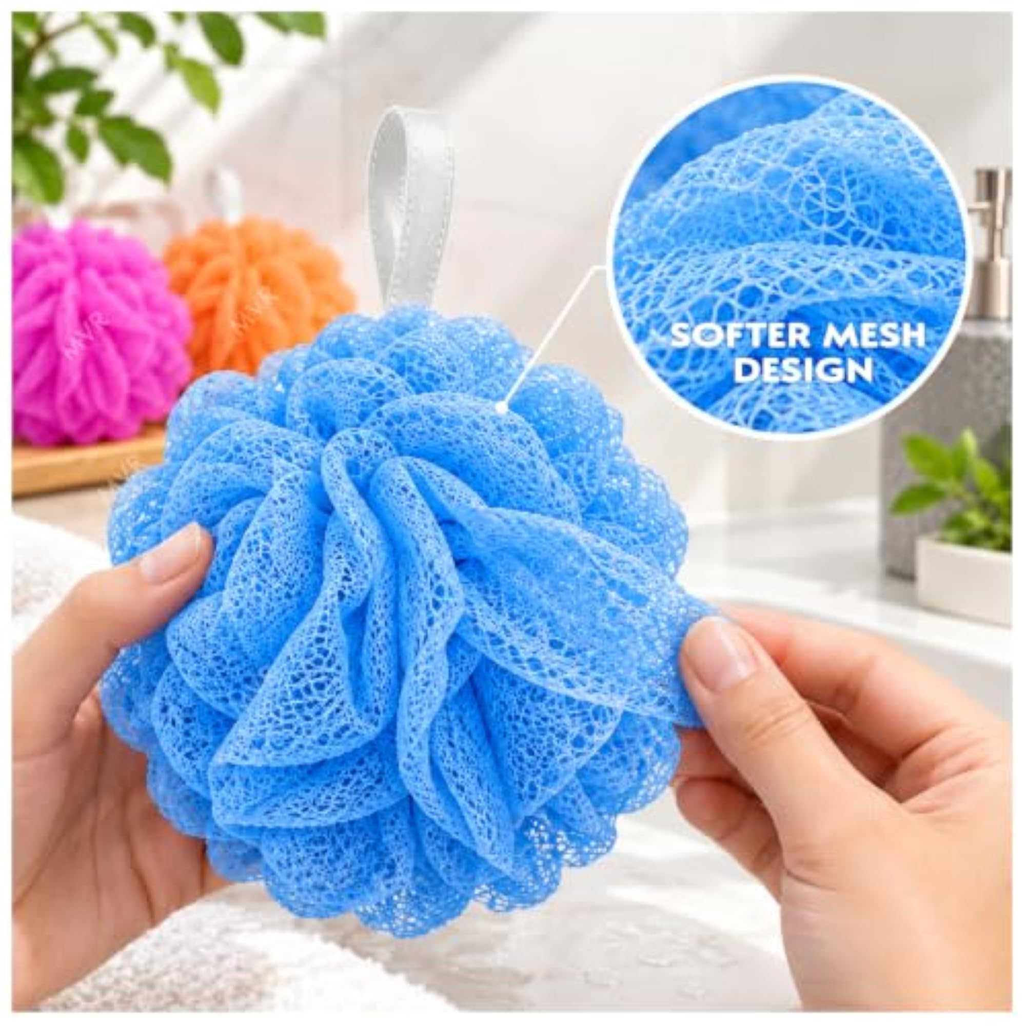 Bath Loofah Sponge Scrubber, Exfoliating Shower Pouf