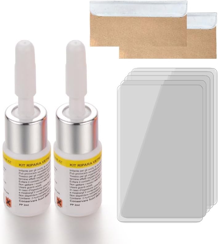 Image of 2 PCS Bottles Nano Glass Crack Repair Liquid.Windshield Crack Repair Kit, Car Window Cracks Gone Glass Repair Fluid, Quick Windshield Repair for Chips and Cracks, Bulls-Eye and Star-Shaped Crack