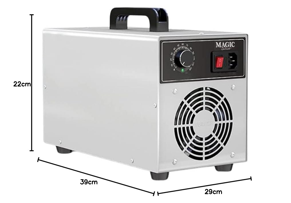 Generador de Ozono 5000 mg/h con Placa de Cerámica y Temporizador. Purificación del Aire y Eliminación de Malos Olores. (ACERO INOXIDABLE)