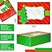Wrap N Roll Christmas Cookie Gift Boxes With Clear Window and Lids, Empty Bakery Box Red & Green 8 Inch Rectangle for Gift Giving & Packaging On Holiday and Party Decor Bulk Pack (Set of 12)
