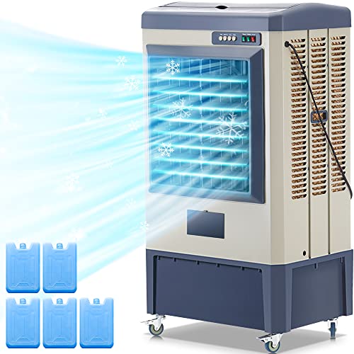 Uthfy 48” Evaporative Air Cooler, 6500 CFM Swamp Cooler Air Conditioner with 19 Gal Water Tank, 5 Ice Packs, 120° Oscillation, Portable AC with 3 Speeds for 16000 Sq.ft Outdoor, Patio, Warehouse Use Uthfy 48” Evaporative Air Cooler, 6500 CFM Swamp Cooler Air Conditioner with 19 Gal Water Tank, 5 Ice Packs, 120° Oscillation, Portable AC with 3 Speeds for 16000 Sq.ft Outdoor, Patio, Warehouse Use