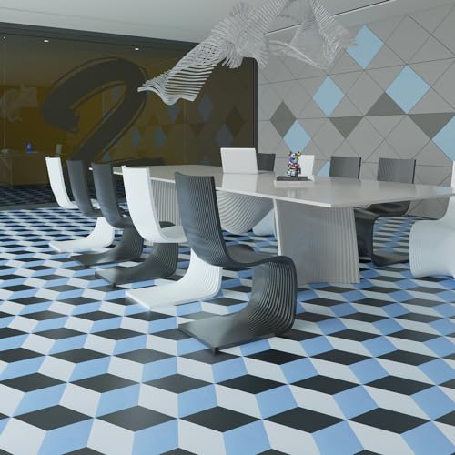 Art3d 30-Pack Hexagon Peel and Stick Vinyl Floor Tiles, Blue/Black/White - image 5