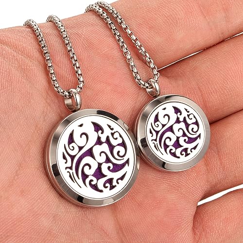 Aromatherapy Essential Oil Diffuser Necklace Tree of Life Cloud Design Stainless Steel Locket Pendant Christmas Birthday Gift for Women Men XN059-060-2 - Image 6