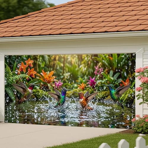 Housse de porte de garage colibri bâche décorative extérieure grand format - 4