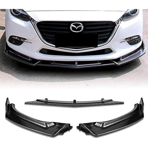 Stay Tuned Performance PU/681/PCF Carbon Fiber Print Front Bumper Body Kit Lip 3PCS Compaitble with 2014-2018 Mazda3 Axela Cover