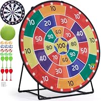 Cheerful Children Toys Jumbo Kids Dart Board XL or XXL, Velcro Dart Board Set for Kids - Reversible Design, Sturdy Stand, 12 Sticky Balls & 6 Darts, Indoor/Outdoor Games Ages 3-8 (Traditional, 73cm)