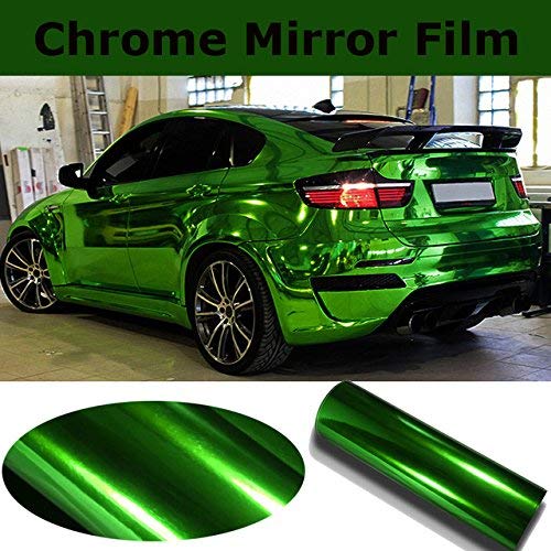 DIYAH High Gloss Green Chrome Mirror Vinyl Car Wrap Sticker with Air Release Bubble Free Anti-Wrinkle (72" x 60" / 6FT x 5FT)