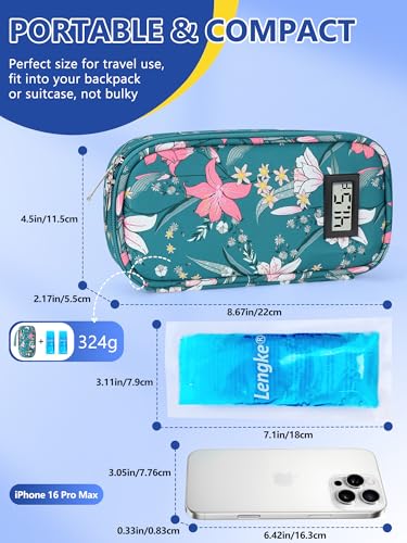 YOUSHARES Insulin Cooler Travel Case - TSA Approved Diabetic Medication Pen Cooling Bag with Temperature Display, Refrigerated Diabetes Supplies Organizer Insulated Storage Kit with 2 Ice Pack