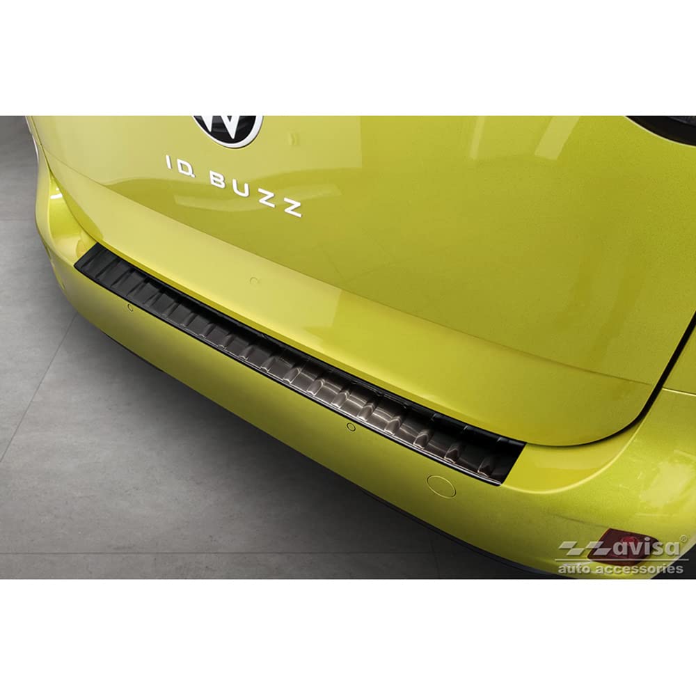 Avisa Black Stainless Steel Rear bumper protector compatible with Volkswagen ID.Buzz + Cargo 2022- 'Ribs'