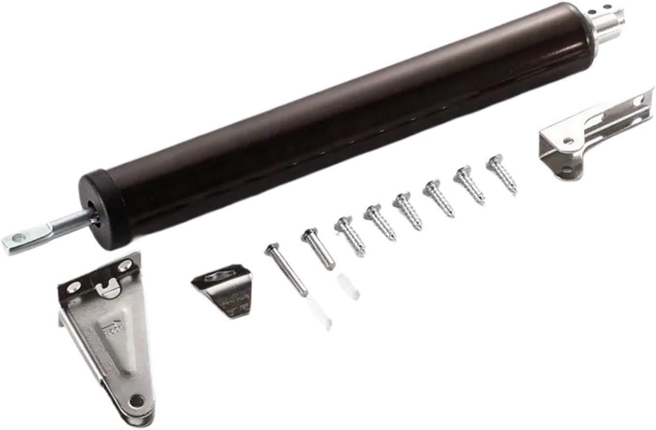 Automatic Door Closer 35kg Aluminum Alloy Soft Closing Adjustable Gas Spring 100 Degree Positioning Stop Hardware(Brown)