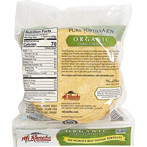 Mi Rancho Organic Yellow Corn Tortilla, 30 ct OU Kosher Certified NON GMO Verified (2)