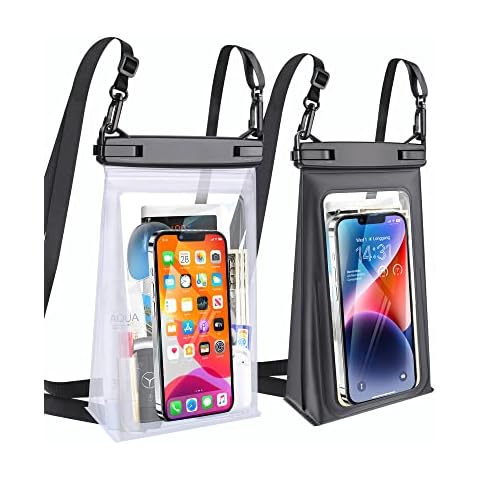 TDLIRH Extra Large Waterproof Phone Pouch & Large Waterproof Phone Pouch, White $ Black Cover