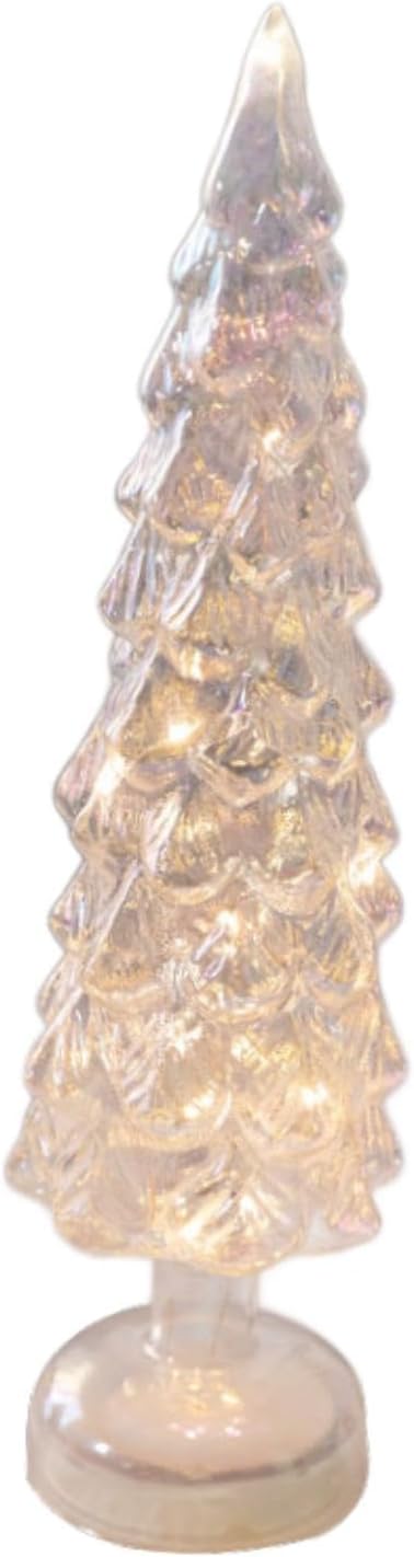 High Heel Lighted Tabletop Christmas Tree Glass Christmas Tree Figurine Table Centerpiece Night Lamp Christmas Decor for Living Room, L White High Heel