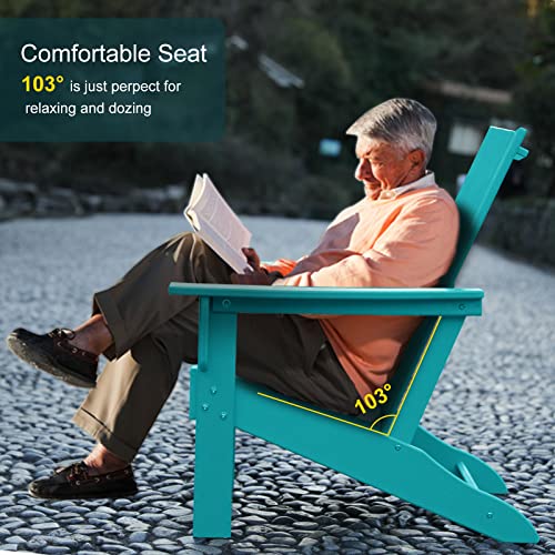Intoboo Modern Curveback Adirondack Chair, Elegant Double Plate Design Lounge Chairs, Recycable Hdpe Chairs For Outdoor Patio Pool (Turquoise) #TOP3