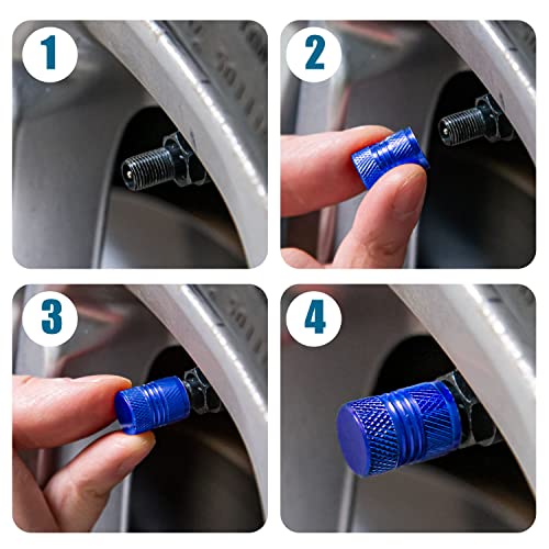 Image of Tire Valve Stem Caps for Car Tires Air Caps Cover 8 Pack Corrosion Resistant Premium Alloy Leak-Proof Universal for SUV Truck Motorcycle Bike Blue