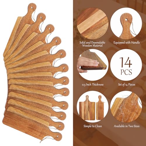 Set de 14 Tablas de Cortar de Madera con Mango Acacia, bloques para cortar y servir, tamaños 16 x 10 y 16 x 5 pulgadas miniatura 3