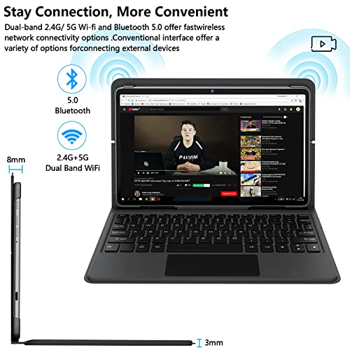 ZONKO 2 in 1 Tablet 10 Zoll Android Tablett 128GB ROM 1TB TF 13+8MP Kamera Octa-core 1080P FHD Video 7000mAh 2.4G/5G WiFi Tablet mit Tastatur BT5.0 GPS OTG Grau PC Modus – Bild 5