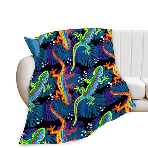 Lizard Throw Blanket Lizard Palm Decor Blanket Super Cozy Plush Lightweight Soft Plush Flannel Fleece Blanket Gifts for Reptiles Lover Girls Boys Kids Women Men for Sofa Bed Couch 40"X50" by Bogosip - Used condition - US$19.83