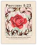 Above All Things Guard Your Heart. Proverbs 4:23 - Inspirational Bible Verses, Christian Scripture Positive Quotes, Religious Bible Verse Wall Art Decor For Home & Office | Unframed Posters 8x10'