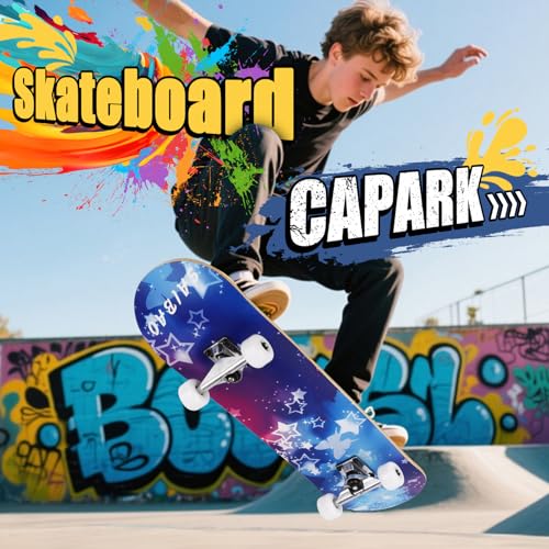 Image of Skateboards for Beginners Adults Youths Teens Kids Girls Boys 31 Inch Pro Complete Skate Boards 7 Layer Canadian Maple Double Kick Concave Longboards